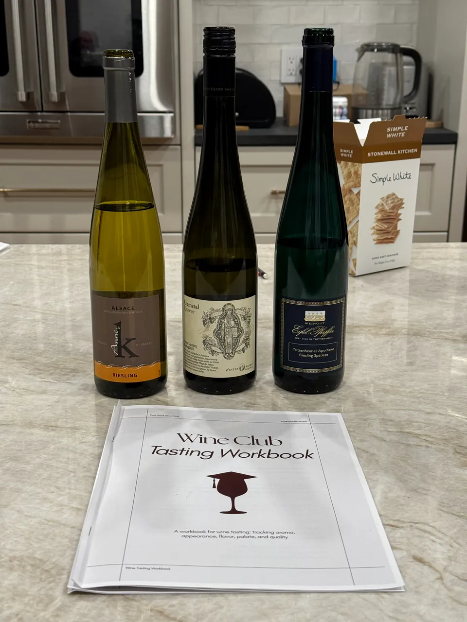 Three Rieslings and the wine club tasting workbook